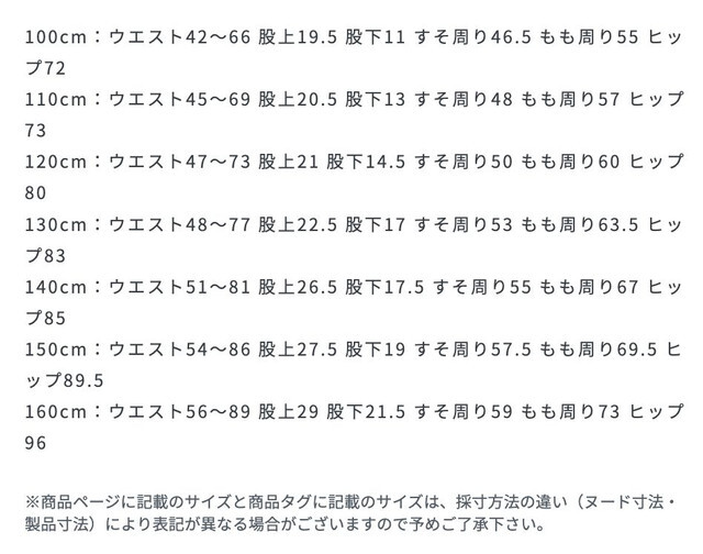 尺寸表