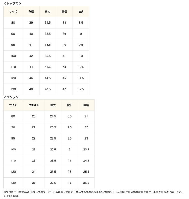 尺寸表