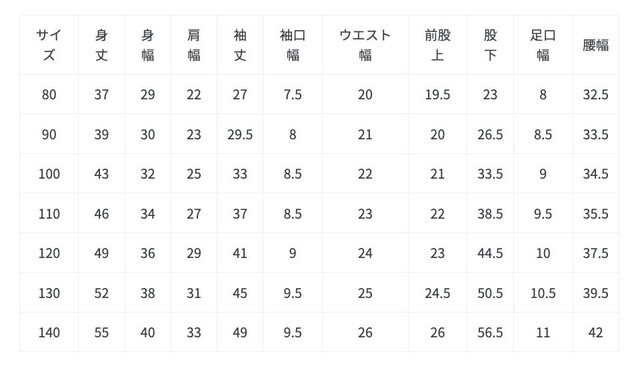 尺寸表