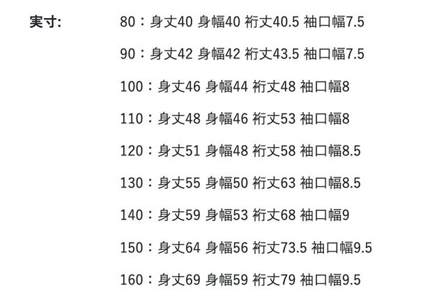 尺寸表