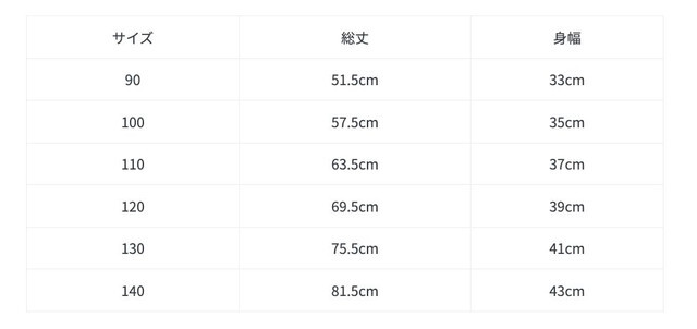 尺寸表
