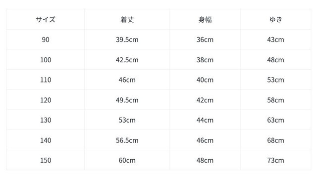 尺寸表