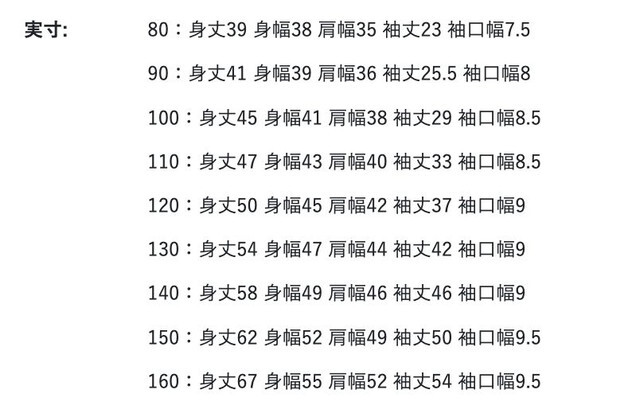 尺寸表