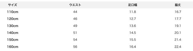 尺寸表