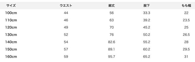 尺寸表