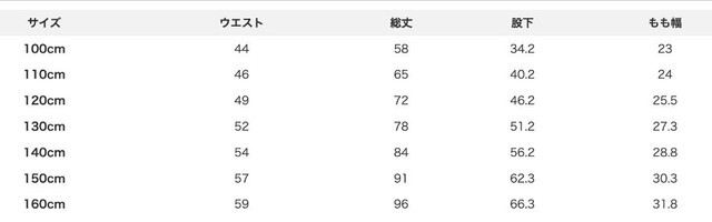 尺寸表