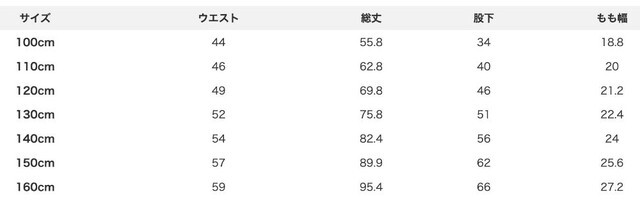 尺寸表