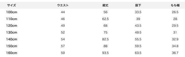 尺寸表