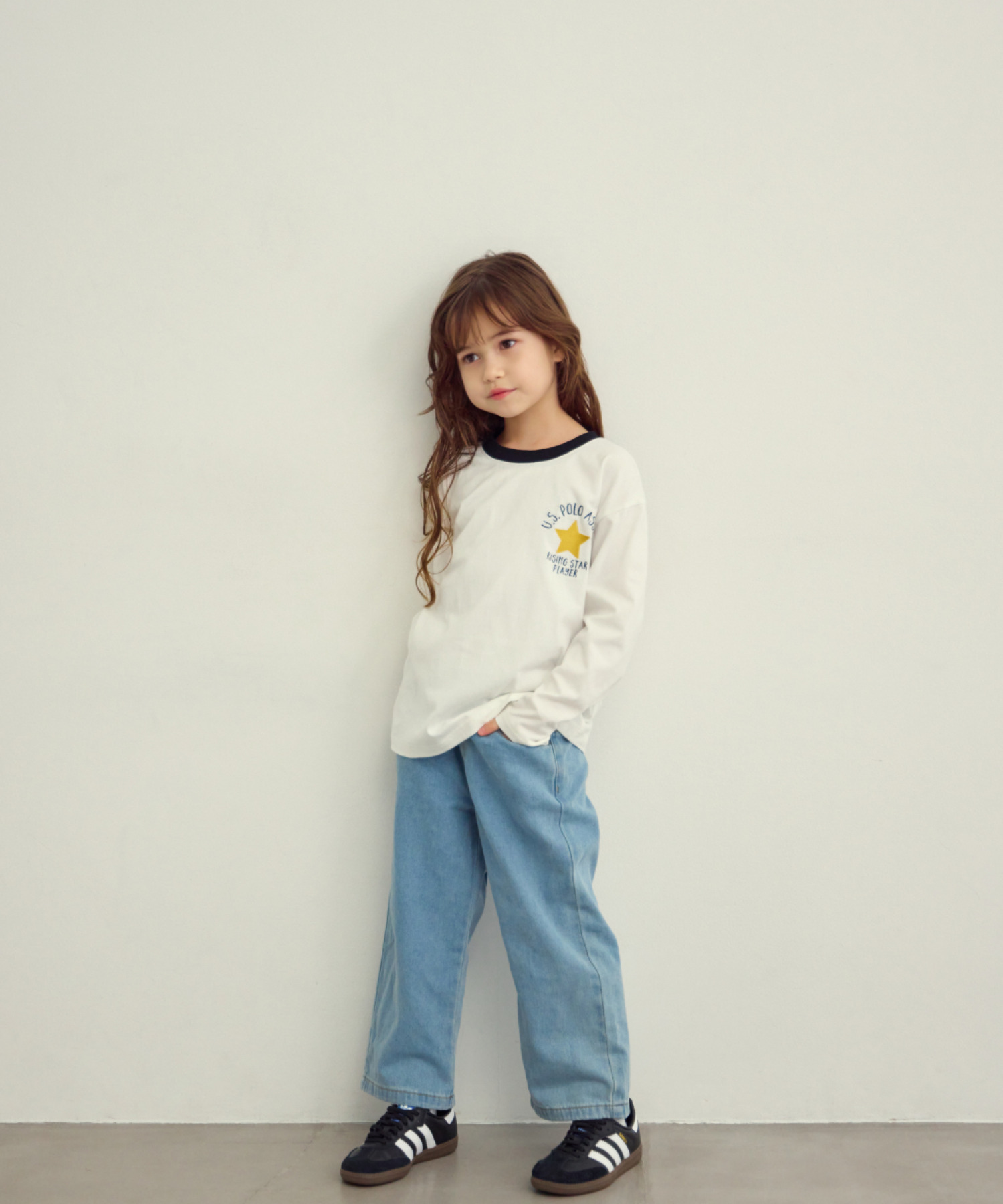 2026🇯🇵Ada × U.S. POLO ASSN|刺繡長T|胸前星標|復古滾邊撞色|110-150|換季好穿搭 - 商品描述圖 1