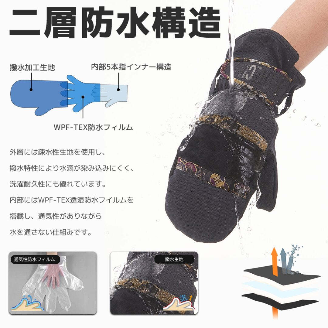 2026🇯🇵TaoTech|滑雪手套|內置可拆護腕|附觸控內膽|S-XL|摔倒不扭手腕 - 商品描述圖 2