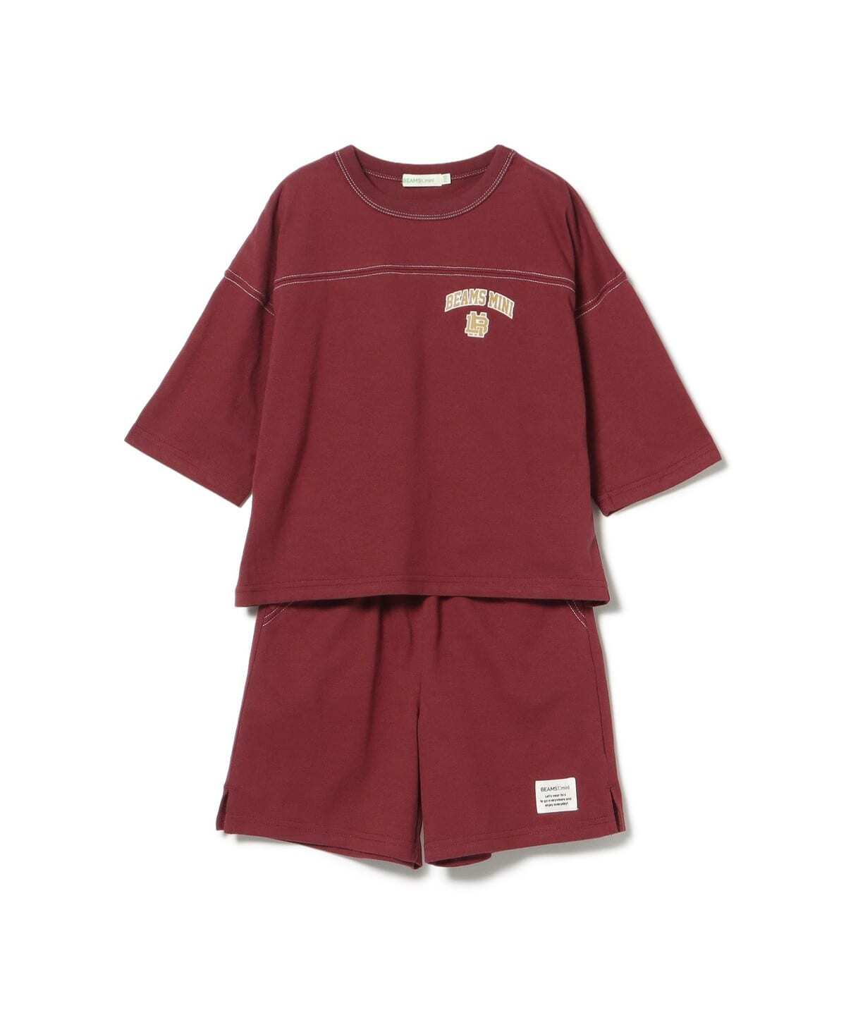 2026🇯🇵BEAMS mini|天竺棉套裝|美式學院印花|六分袖寬版|90-150|晨間出門秒穿 - 商品描述圖 1