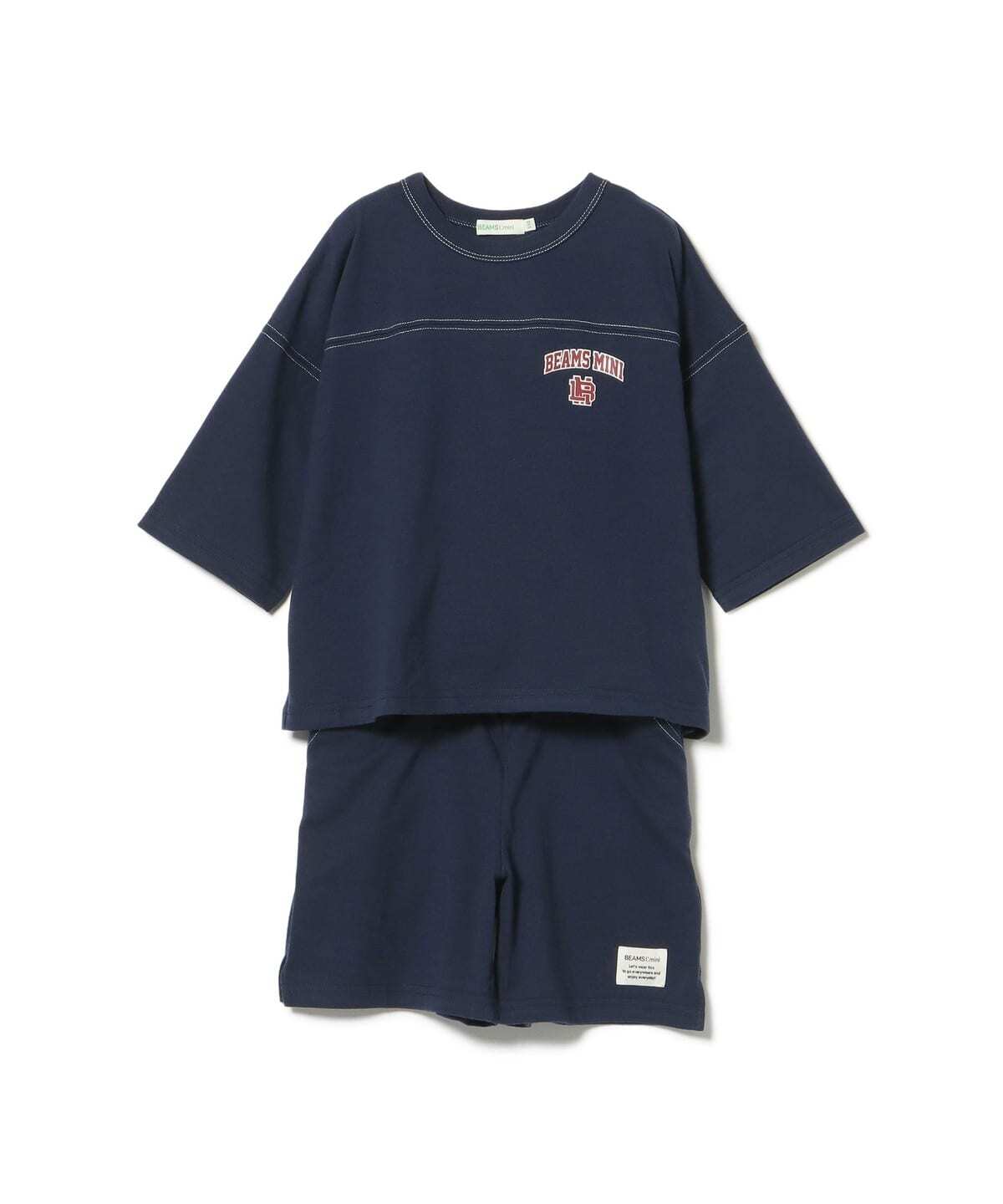 2026🇯🇵BEAMS mini|天竺棉套裝|美式學院印花|六分袖寬版|90-150|晨間出門秒穿 - 商品描述圖 9