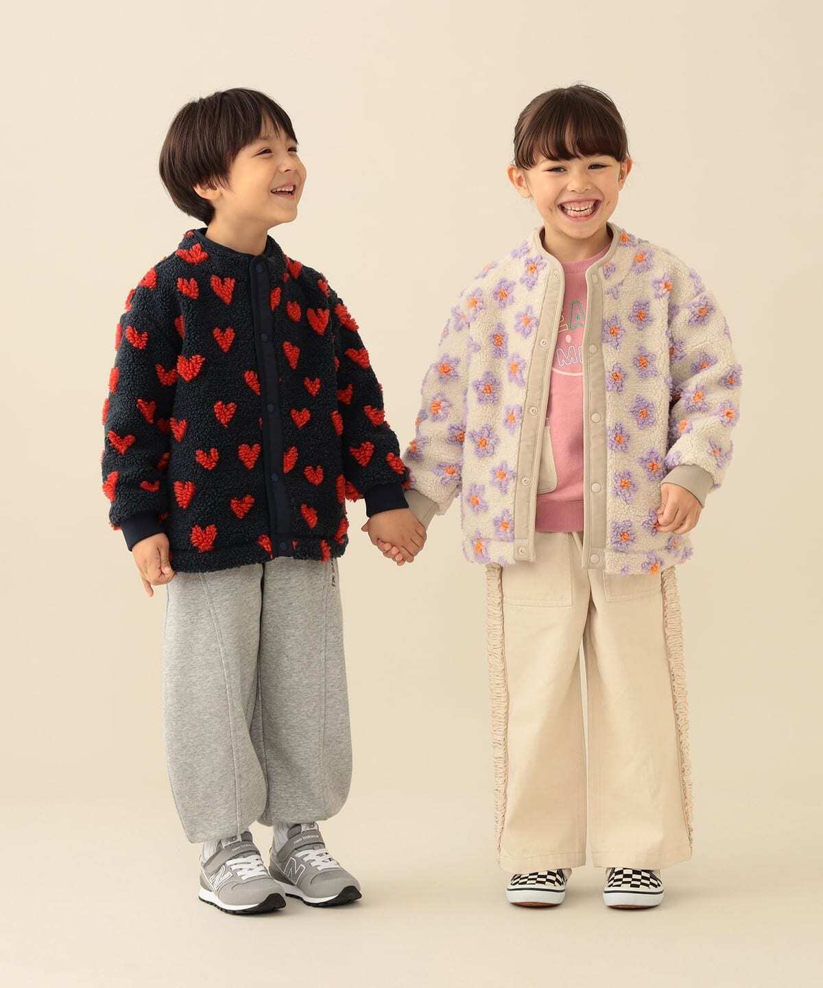 2026🇯🇵BEAMS mini|羊羔絨外套|滿版提花毛毛|圓領防風|90-140|寒風吹來暖呼呼 - 商品描述圖 4