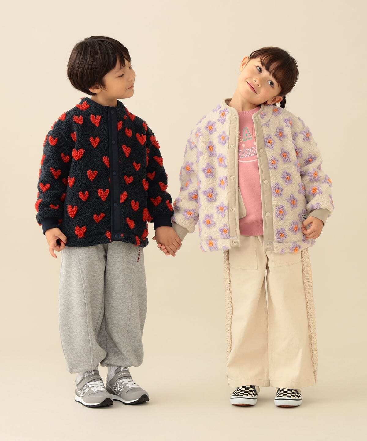 2026🇯🇵BEAMS mini|羊羔絨外套|滿版提花毛毛|圓領防風|90-140|寒風吹來暖呼呼 - 商品描述圖 5