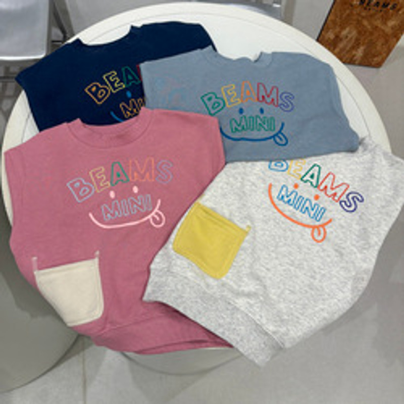 2026🇯🇵BEAMS mini|笑臉刺繡衛衣|彩色笑臉立體口袋|棉質毛圈|90-130|活潑亮眼好搭配 - 商品描述圖 2