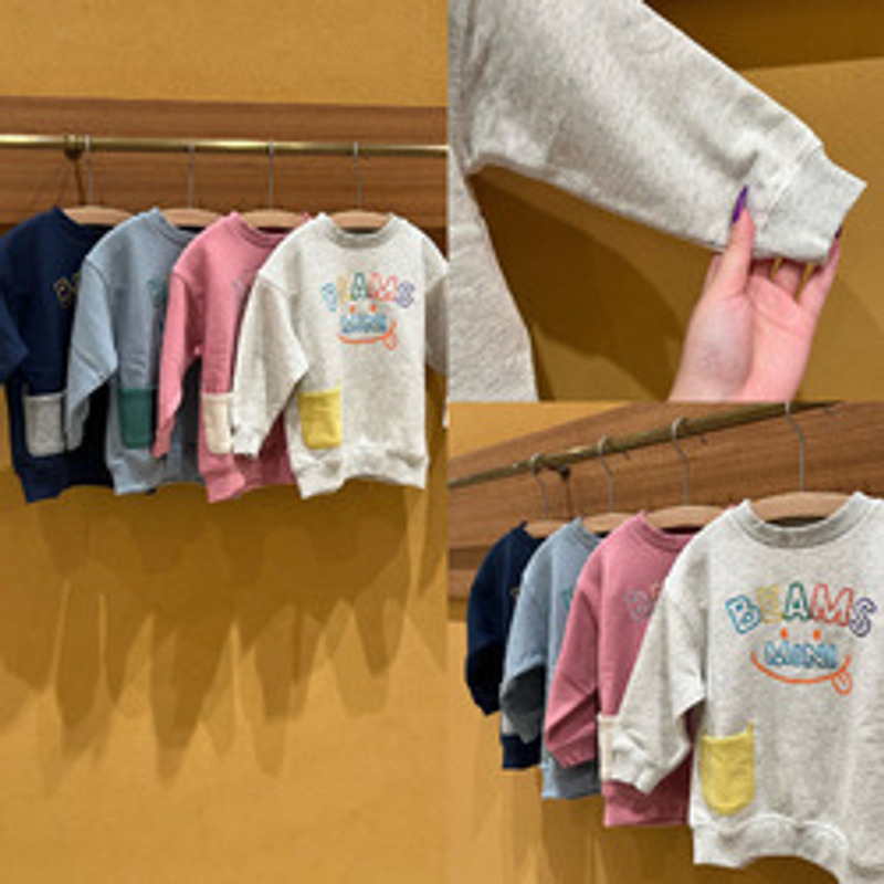 2026🇯🇵BEAMS mini|笑臉刺繡衛衣|彩色笑臉立體口袋|棉質毛圈|90-130|活潑亮眼好搭配 - 商品描述圖 3