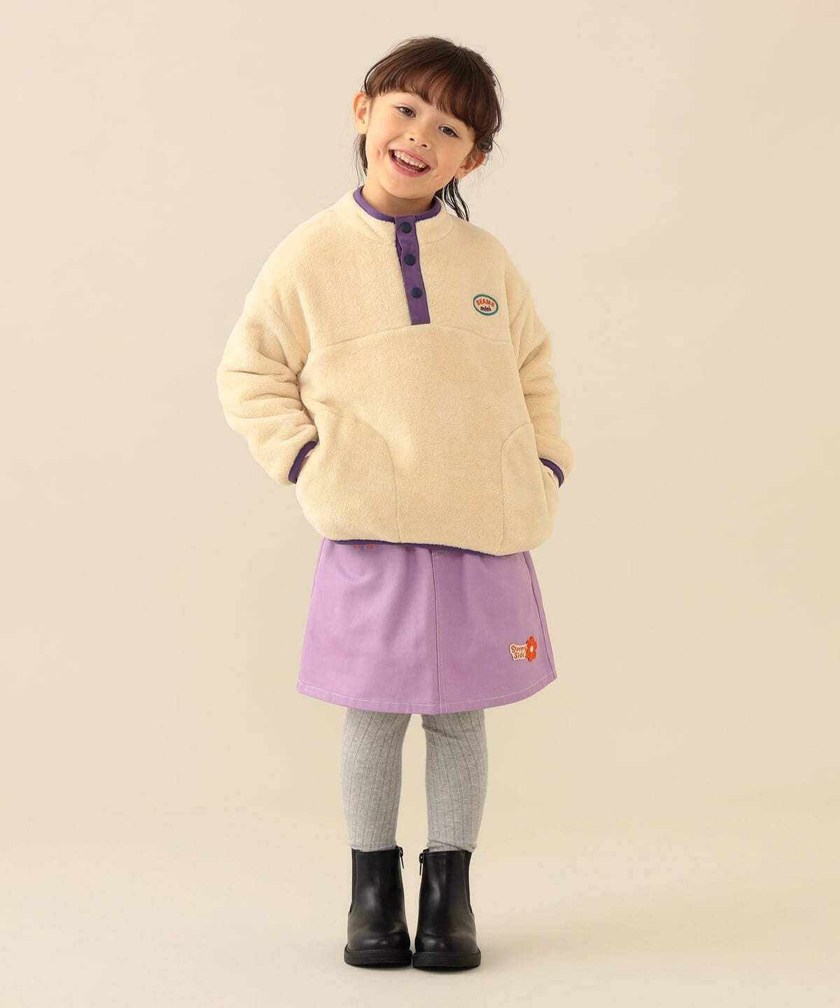 2026🇯🇵BEAMS mini|搖粒絨上衣|輕暖拼接羊羔絨|圓領套頭|90-140|輕量保暖不笨重 - 商品描述圖 1