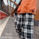 格紋休閒長褲｜冬季磨毛｜寬鬆舒服｜材質柔軟