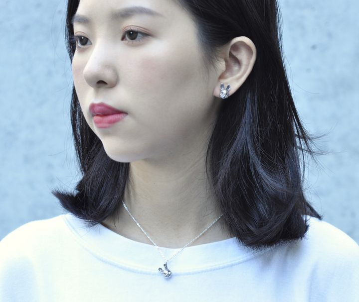 可愛兔子耳針+項鍊