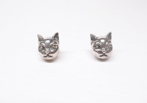 可愛貓咪耳環（銀）-1