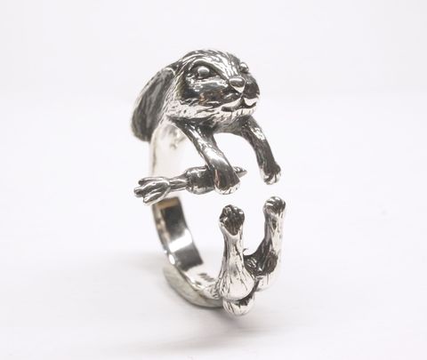 抱胡蘿蔔兔子戒指（銀）-1