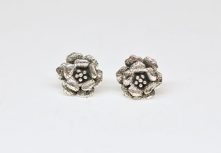 牡丹花耳環（銀）-1