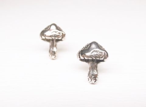 小香菇耳環（銀）-1 
