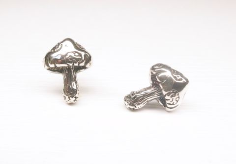小香菇耳環（銀）-2 