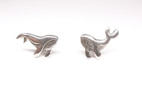 小鯨魚耳環（銀）-1