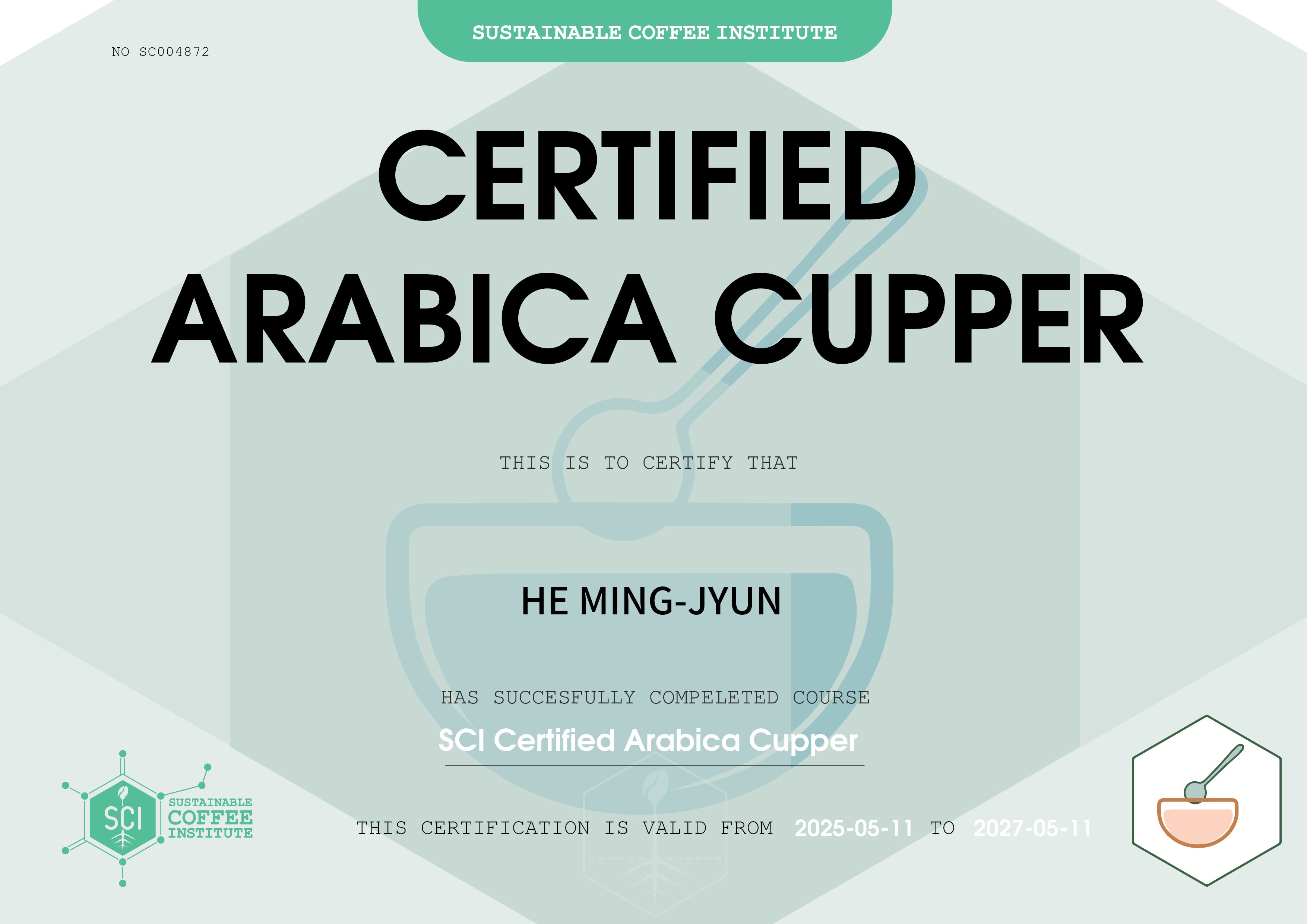 Q Arabica scicoffee Certificate