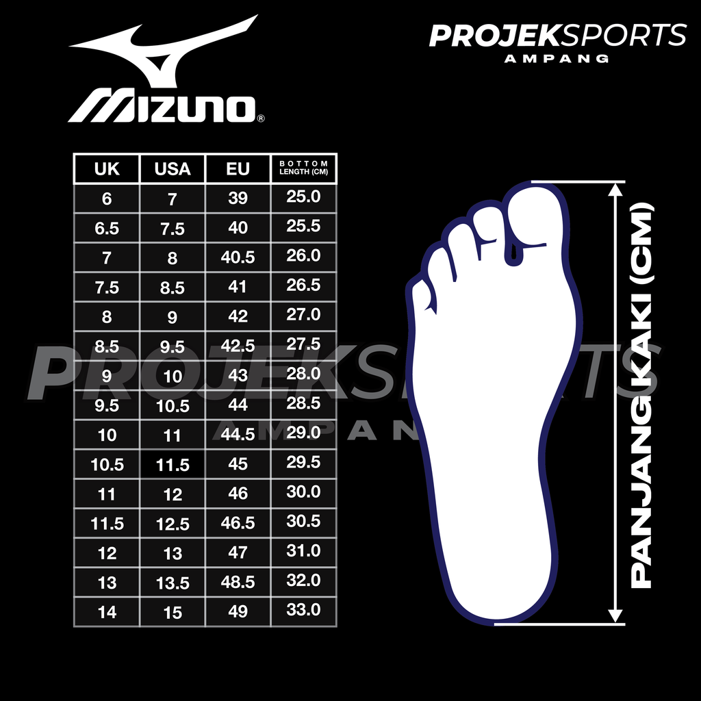 size chart mizuno