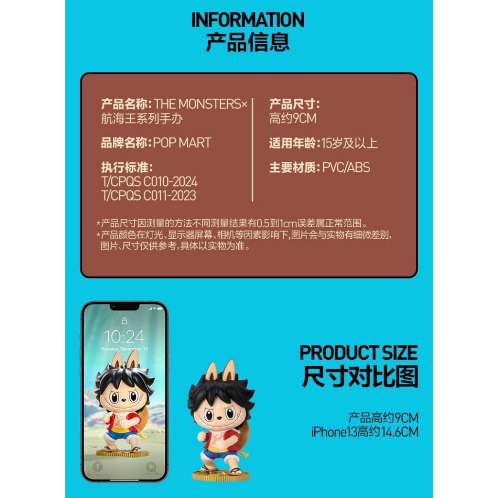 預購]Labubu 航海王系列全新中盒隱藏泡泡瑪特popmart 拉布布海賊王魯夫