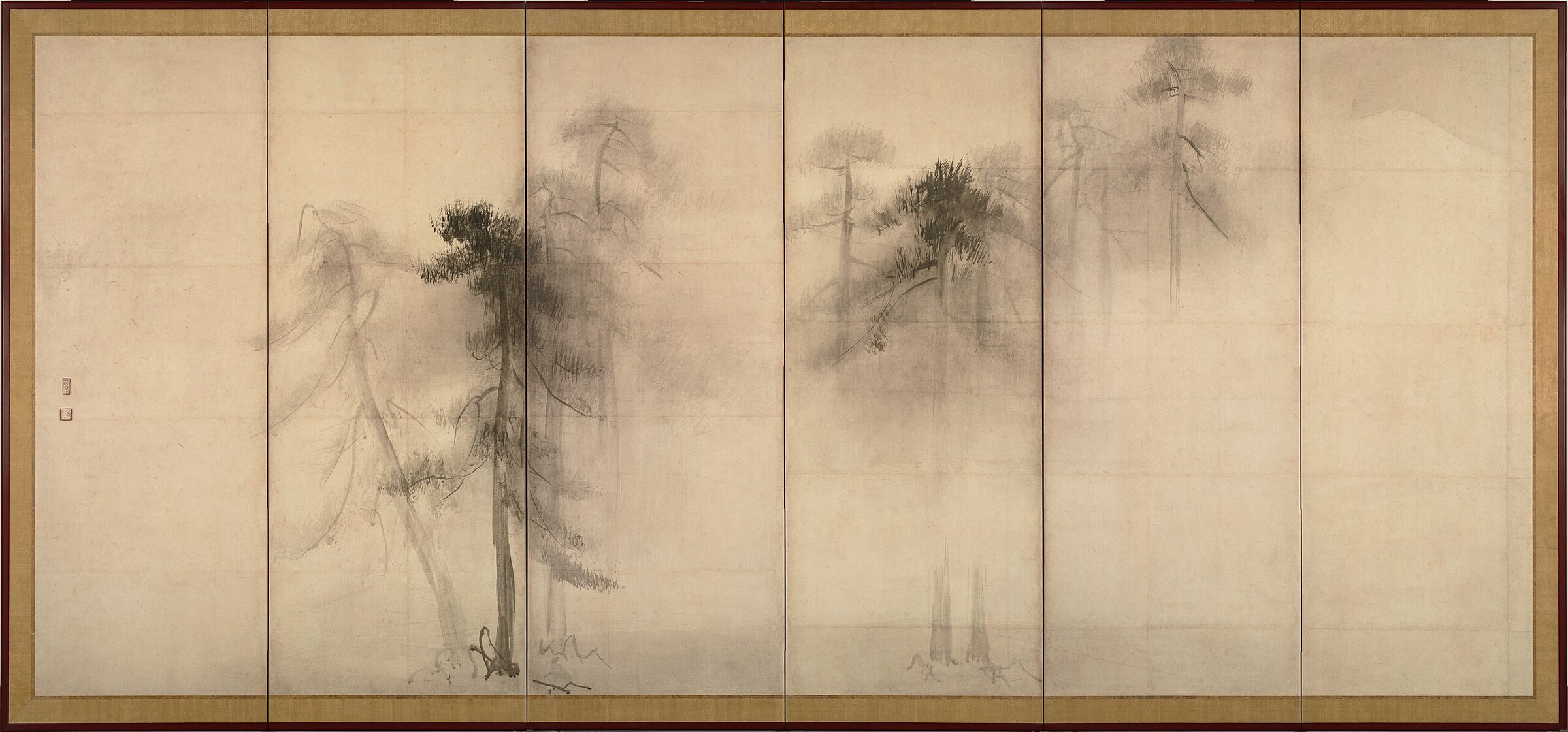 Hasegawa_Tohaku_-_Pine_Trees_(Shōrin-zu_byōbu)_-_left_hand_screen