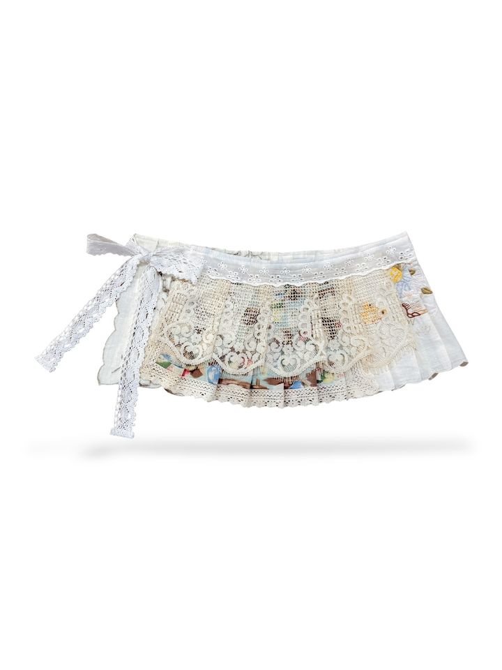 handmade vintage lace wrap skirt vintage tablecloth dress handmade upcycled vintage textile clothing
