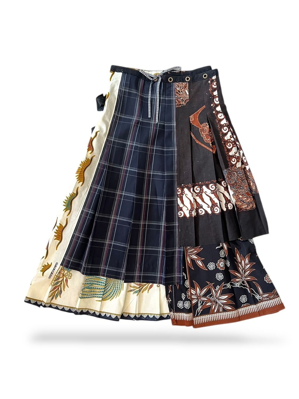 Upcycled vintage fabric batik textile tablecloth wrap skirt