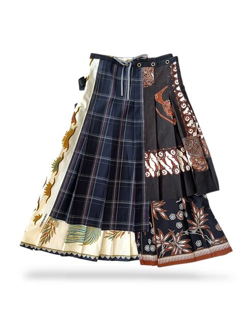 Upcycled vintage fabric batik textile tablecloth wrap skirt