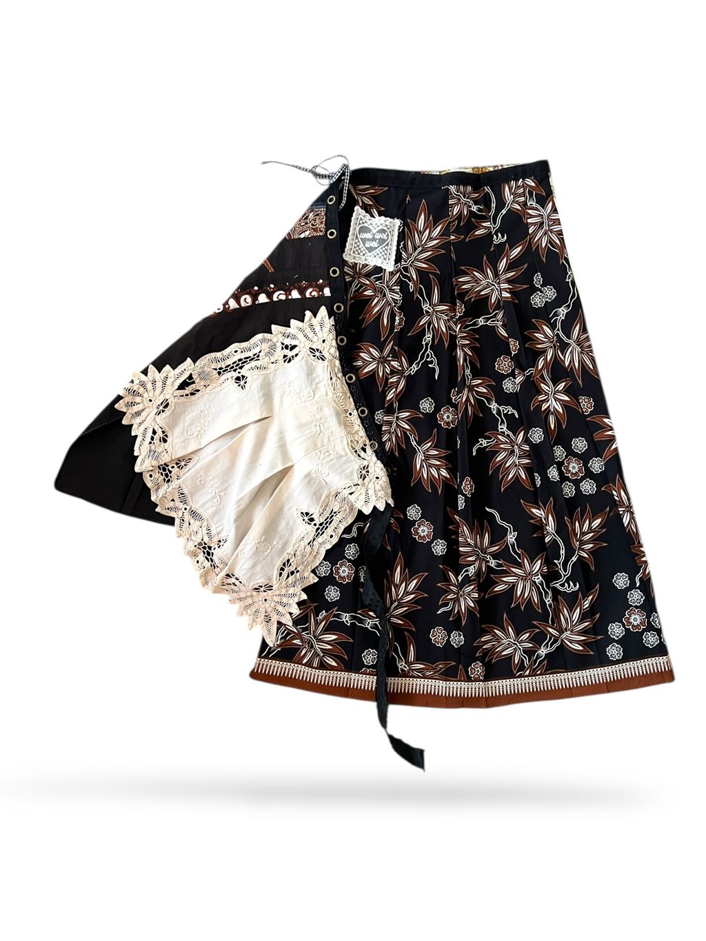 Upcycled vintage fabric batik textile tablecloth wrap skirt