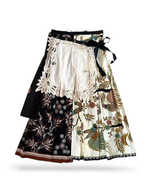 Upcycled vintage fabric batik textile tablecloth wrap skirt