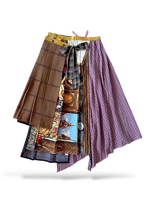 Upcycled vintage fabric textile tablecloth wrap skirt