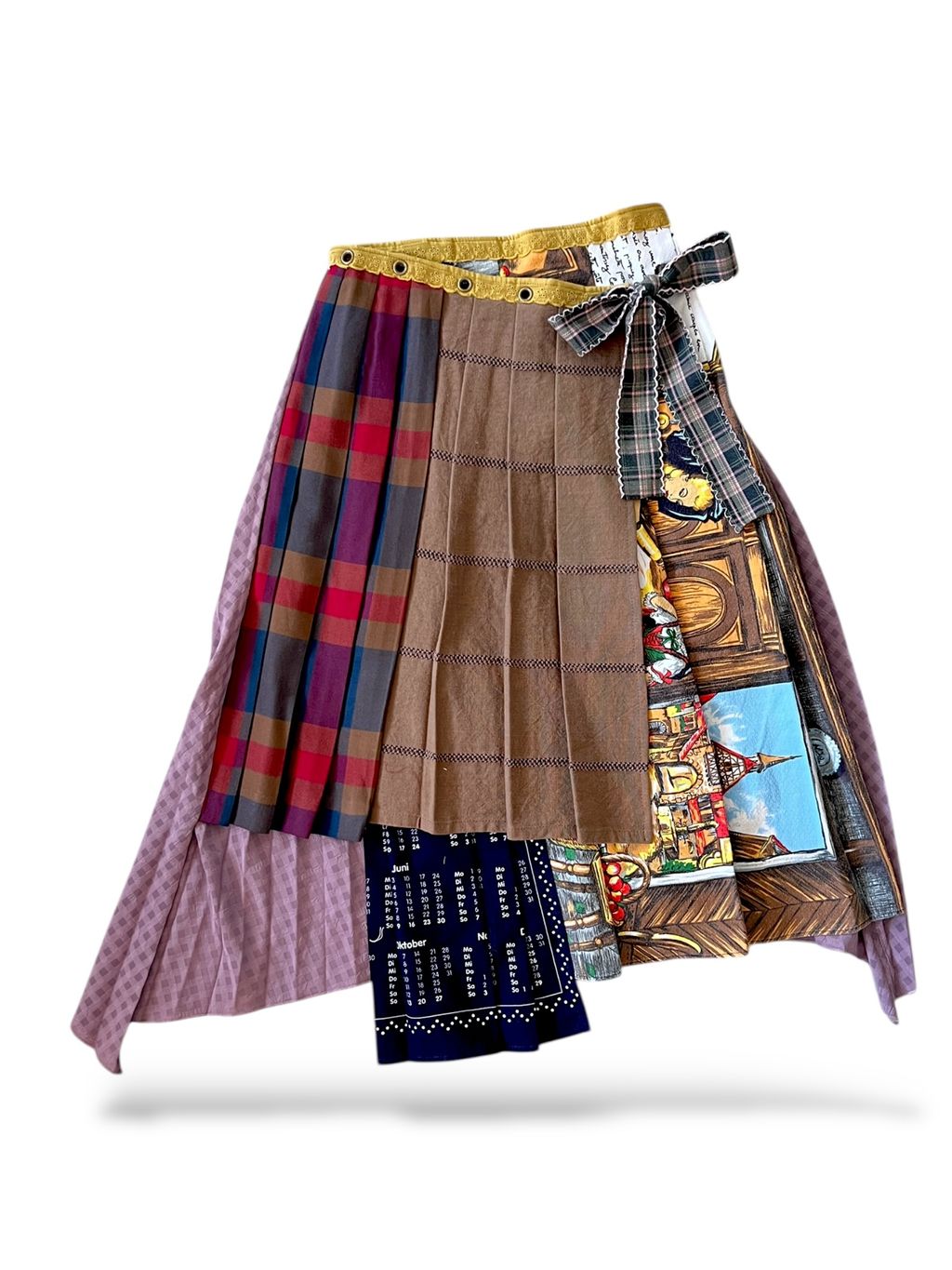 Upcycled vintage fabric textile tablecloth wrap skirt