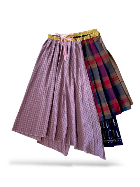 Upcycled vintage fabric textile tablecloth wrap skirt