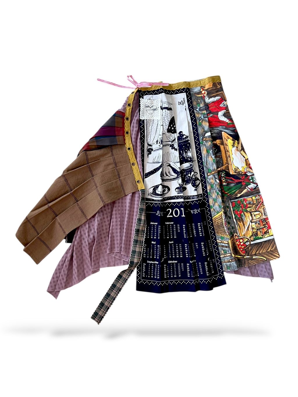 Upcycled vintage fabric textile tablecloth wrap skirt