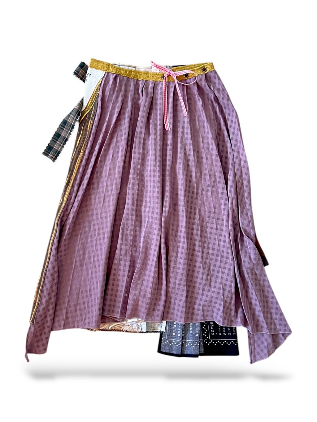 Upcycled vintage fabric textile tablecloth wrap skirt