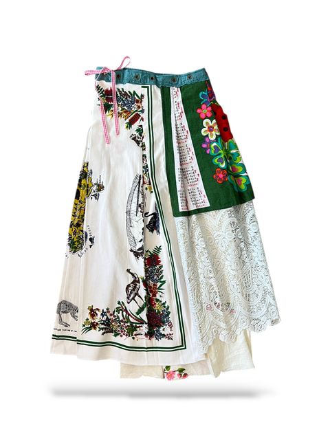 handmade vintage lace wrap skirt vintage tablecloth dress handmade upcycled vintage batik textile clothing