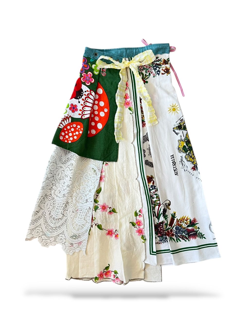 handmade vintage lace wrap skirt vintage tablecloth dress handmade upcycled vintage batik textile clothing