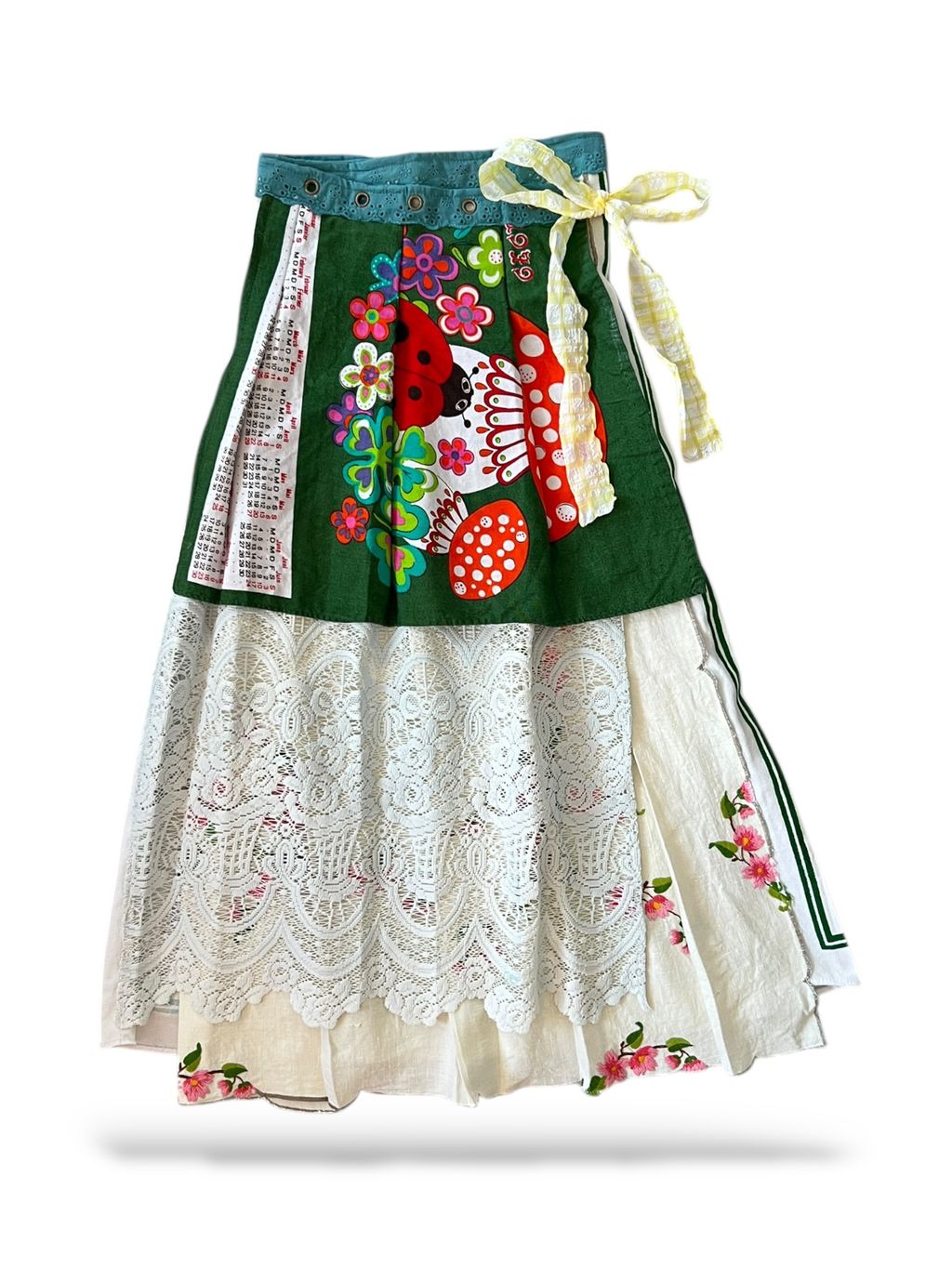 handmade vintage lace wrap skirt vintage tablecloth dress handmade upcycled vintage batik textile clothing