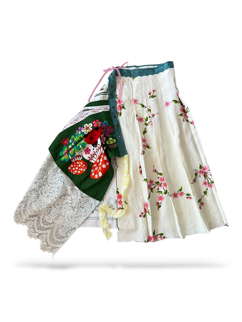 handmade vintage lace wrap skirt vintage tablecloth dress handmade upcycled vintage batik textile clothing