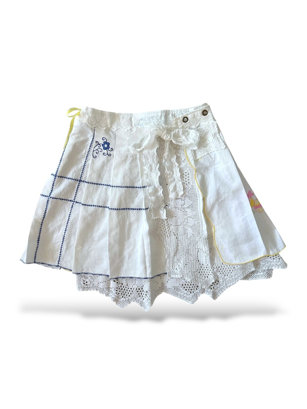 Upcycled vintage fabric textile tablecloth wrap skirt