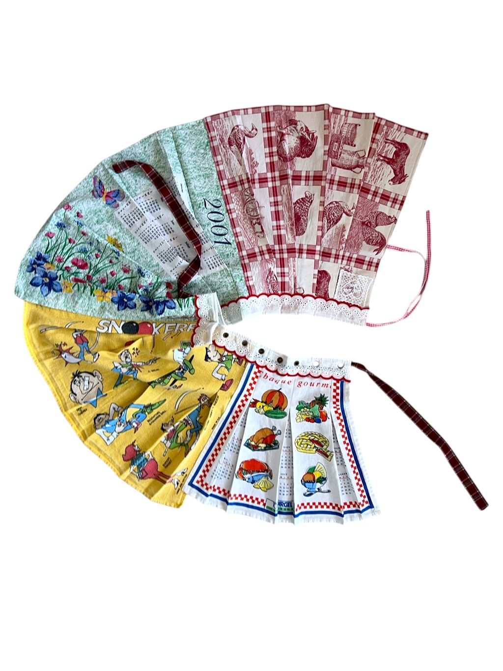 Upcycled vintage teatowel wrap skirt