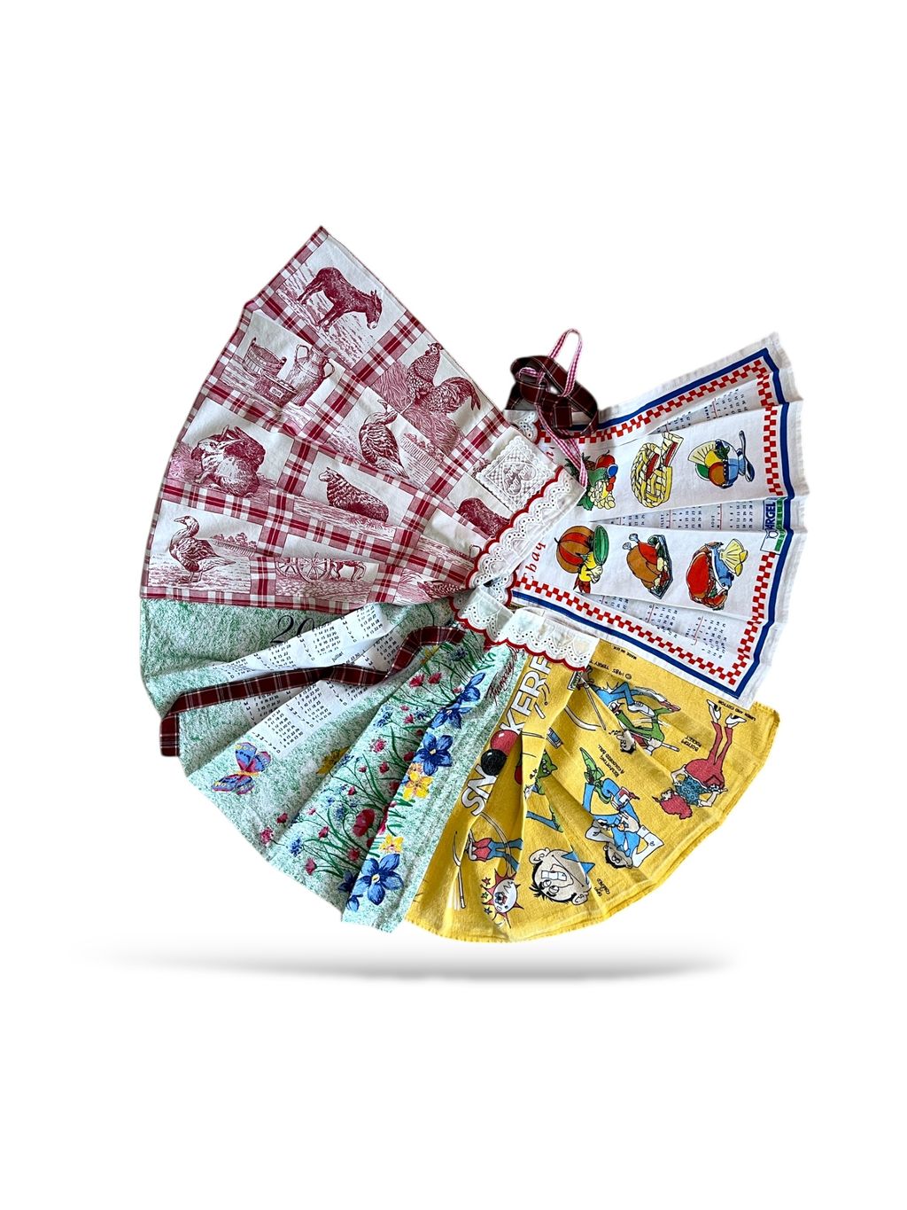 Upcycled vintage teatowel wrap skirt